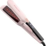 ANNLARY Hair Straightener, 1.75 Inch Flat Iron with Infrared and Ionic Technology, Titanium Plate with Ceramic Coating Dual Voltage Straightener with Heat-Resistant Silicone for All Hair Types