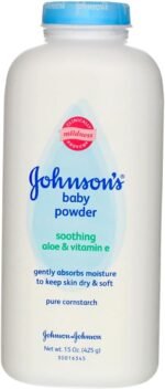Johnson's Baby Powder with Naturally Derived Cornstarch, Aloe & Vitamin E for Delicate Skin, Hypoallergenic, Free of Parabens, Phthalates & Dyes for Gentle Baby Skin Care, 15 oz - Image 5