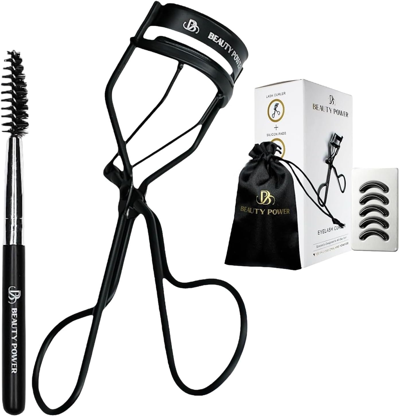 61aeTHRn6-L._AC_SL1500_.jpg Beauty Power Eyelash Curler - Precision Lash Lift in Seconds with 5 Replacement Pads, Eyebrow Brush & Satin Travel Bag - Gentle & Safe, Stainless Steel for Perfect Extra Curls - Gift Idea (Extra Curl) - Image 1