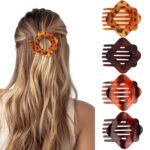 Flat Hair Clips for Women 4Pcs Rhombus Flat Claw Clips Ergonomic Curved Hair Claw French Matter Flat Hair Clips Strong Hold Hair Barrettes for Thick Thin Hair French Concord Flat Hair Clips - Image 2