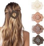 Flat Hair Clips for Women 4Pcs Rhombus Flat Claw Clips Ergonomic Curved Hair Claw French Matter Flat Hair Clips Strong Hold Hair Barrettes for Thick Thin Hair French Concord Flat Hair Clips - Image 3
