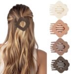 Flat Hair Clips for Women 4Pcs Rhombus Flat Claw Clips Ergonomic Curved Hair Claw French Matter Flat Hair Clips Strong Hold Hair Barrettes for Thick Thin Hair French Concord Flat Hair Clips