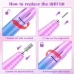 Nail Drill Professional, 45000 RPM Rechargeable Electric Nail File Kit for Acrylic & Gel Nails, Portable Manicure Pedicure Tool for DIY Home or Salon, with 11 Nail Drill Bits & Sanding Band Set - Image 4