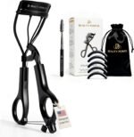Beauty Power Eyelash Curler - Precision Lash Lift in Seconds with 5 Replacement Pads, Eyebrow Brush & Satin Travel Bag - Gentle & Safe, Stainless Steel for Perfect Extra Curls - Gift Idea (Extra Curl) - Image 2