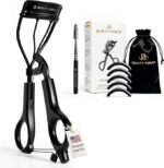 Beauty Power Eyelash Curler - Precision Lash Lift in Seconds with 5 Replacement Pads, Eyebrow Brush & Satin Travel Bag - Gentle & Safe, Stainless Steel for Perfect Extra Curls - Gift Idea (Extra Curl) - Image 3