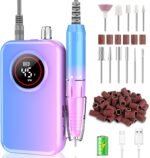 Nail Drill Professional, 45000 RPM Rechargeable Electric Nail File Kit for Acrylic & Gel Nails, Portable Manicure Pedicure Tool for DIY Home or Salon, with 11 Nail Drill Bits & Sanding Band Set - Image 9