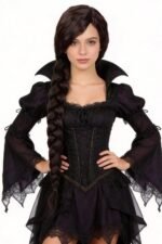 Black Removable Fluffy Beehive Wig for Girls or Women Witch Halloween Costume Wig - Image 8