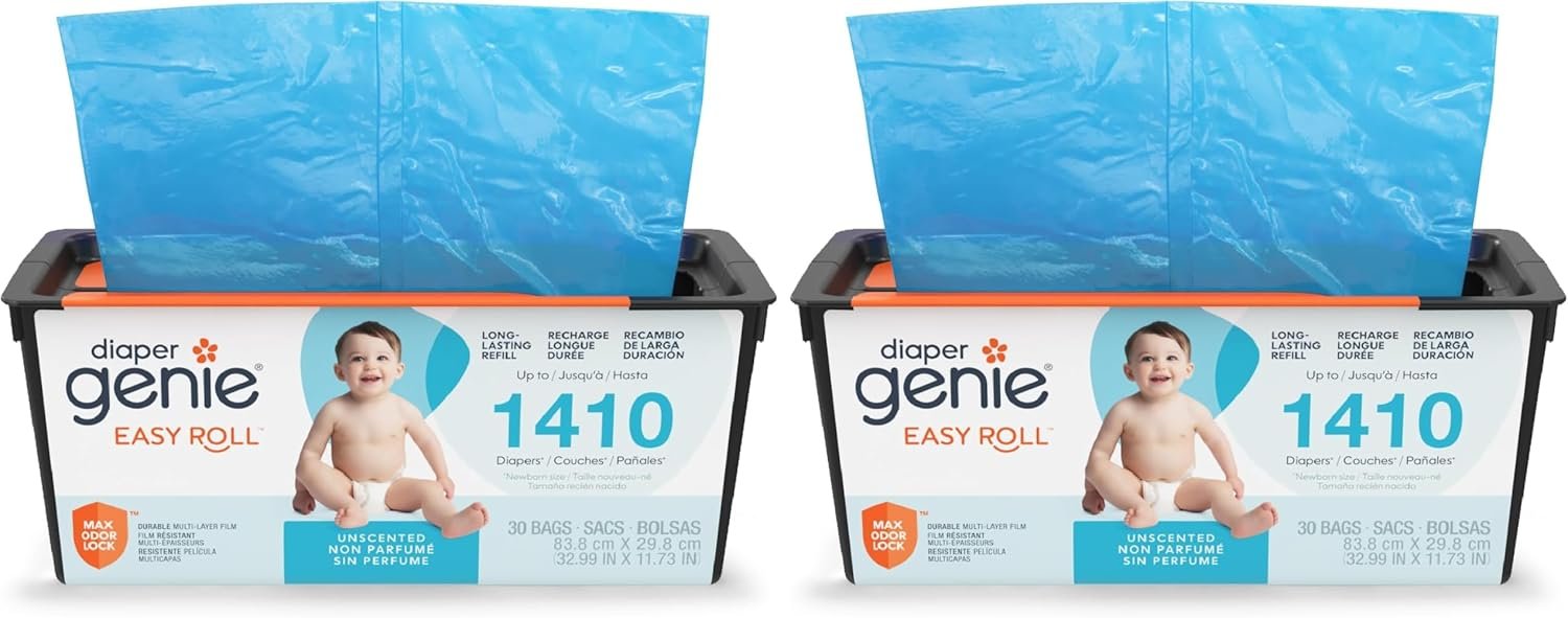 71lRNDpN3wL._AC_SL1500_.jpg Diaper Genie Easy Roll Refill | 30 Bags Per Refill | Holds Up to 1410 Newborn Diapers | Odor Control | Diaper Pail Refill Bags | Fits Diaper Genie Signature & Platinum Pails - Image 1