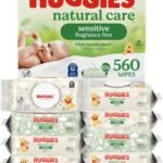 Huggies Natural Care Sensitive Baby Wipes, Unscented, Hypoallergenic, 99% Purified Water, 12 Flip-Top Packs (768 Wipes Total), Packaging May Vary
