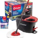 O-Cedar EasyWring Microfiber Spin Mop, Bucket Floor Cleaning System, Red, Gray, Standard