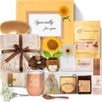 Uongeod Gift Baskets for Women Mothers Day Gifts Get Well Gifts for Women New Mom Care Package Birthday Sympathy Grief Sunflower Thinking of You Basket