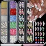 2 Box 3D Flower Nail Charms and Gems, Colorful Nail Rhinestones Charms for Nails Art Jewels Design Decor(Colorful 1) - Image 18