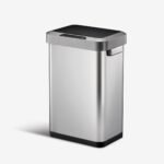 EKO Mirage-T 50 Liter / 13.2 Gallon Touchless Rectangular Motion Sensor Trash Can, Brushed Stainless Steel Finish - Image 3