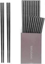 HIWARE 10 Pairs Fiberglass Chopsticks - Reusable Chopsticks Dishwasher Safe, 9 1/2 Inches - Black - Image 5