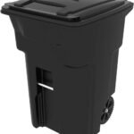 Toter 79296-R1200 96 Gallon Black Trash Can with Wheels and Attached Lid