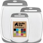 GORILLA GRIP BPA-Free Reversible Kitchen Cutting Board Set of 3, US Designed, Nonporous, Juice Grooves Catch Liquid, Slip Resistant Border, Dishwasher Safe, Durable Large Food Chopping Boards, Black - Image 7