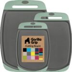 GORILLA GRIP BPA-Free Reversible Kitchen Cutting Board Set of 3, US Designed, Nonporous, Juice Grooves Catch Liquid, Slip Resistant Border, Dishwasher Safe, Durable Large Food Chopping Boards, Black - Image 3