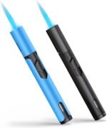 Torch Lighters Butane Lighter 2 Pack Windproof Adjustable Jet Flame Torch Lighter, Butane Refillable Gas Torch Lighter for Candles Grill BBQ Fireplaces Camping ((Not Prefilled)