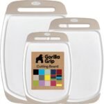 GORILLA GRIP BPA-Free Reversible Kitchen Cutting Board Set of 3, US Designed, Nonporous, Juice Grooves Catch Liquid, Slip Resistant Border, Dishwasher Safe, Durable Large Food Chopping Boards, Black - Image 4