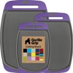 GORILLA GRIP BPA-Free Reversible Kitchen Cutting Board Set of 3, US Designed, Nonporous, Juice Grooves Catch Liquid, Slip Resistant Border, Dishwasher Safe, Durable Large Food Chopping Boards, Black - Image 2