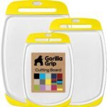 GORILLA GRIP BPA-Free Reversible Kitchen Cutting Board Set of 3, US Designed, Nonporous, Juice Grooves Catch Liquid, Slip Resistant Border, Dishwasher Safe, Durable Large Food Chopping Boards, Black - Image 16