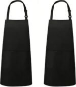 VALOME 2 Pack Kitchen Aprons, Apron for Cooking with 2 Pockets, Unisex Adjustable Neck Strap Chef Aprons for Men Women - Image 3