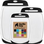 GORILLA GRIP BPA-Free Reversible Kitchen Cutting Board Set of 3, US Designed, Nonporous, Juice Grooves Catch Liquid, Slip Resistant Border, Dishwasher Safe, Durable Large Food Chopping Boards, Black - Image 23