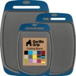 GORILLA GRIP BPA-Free Reversible Kitchen Cutting Board Set of 3, US Designed, Nonporous, Juice Grooves Catch Liquid, Slip Resistant Border, Dishwasher Safe, Durable Large Food Chopping Boards, Black - Image 22