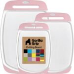 GORILLA GRIP BPA-Free Reversible Kitchen Cutting Board Set of 3, US Designed, Nonporous, Juice Grooves Catch Liquid, Slip Resistant Border, Dishwasher Safe, Durable Large Food Chopping Boards, Black - Image 9