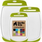 GORILLA GRIP BPA-Free Reversible Kitchen Cutting Board Set of 3, US Designed, Nonporous, Juice Grooves Catch Liquid, Slip Resistant Border, Dishwasher Safe, Durable Large Food Chopping Boards, Black - Image 12