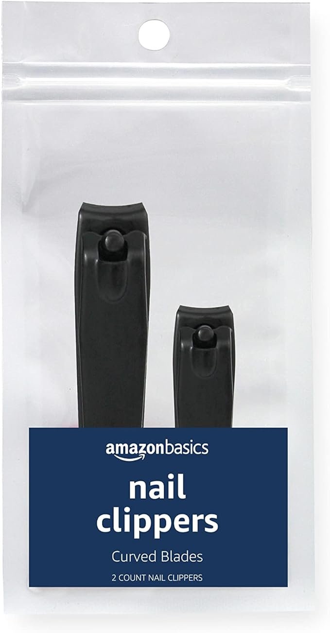 610B9WuIQL._AC_SX679_.jpg Basics Toenail and Fingernail Clipper Set, Nail Clippers, Grooming Tool, Black - Image 1