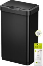 EKO Mirage-T 50 Liter / 13.2 Gallon Touchless Rectangular Motion Sensor Trash Can, Brushed Stainless Steel Finish - Image 16