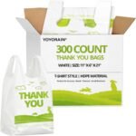YoYoRain White Thank you T shirt bag, Grocery shopping bag Reusable and Disposable Supermarket Bag 11''x6''x21'' 100PCS - Image 3