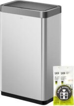 EKO Mirage-T 50 Liter / 13.2 Gallon Touchless Rectangular Motion Sensor Trash Can, Brushed Stainless Steel Finish - Image 18