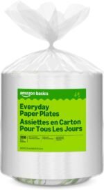 Basics Everyday Disposable Paper Plates, 8.62 Inch, Microwave-Safe, Cut Resistant, Soak-Proof, 100 Count, Packaging May Vary