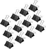 Basics Sturdy Binder Clips, Office Supplies, Medium 1.25 inches, Document Organizing, Sturdy Steel, Black, 24 Count (2 Pack of 12) - Image 5