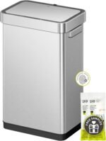 EKO Mirage-T 50 Liter / 13.2 Gallon Touchless Rectangular Motion Sensor Trash Can, Brushed Stainless Steel Finish - Image 12