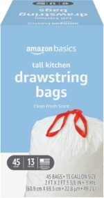 Basics Tall Kitchen Drawstring Trash Bags, Sturdy, 13 Gallon, Unscented, 200 Count - Image 6
