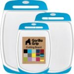 GORILLA GRIP BPA-Free Reversible Kitchen Cutting Board Set of 3, US Designed, Nonporous, Juice Grooves Catch Liquid, Slip Resistant Border, Dishwasher Safe, Durable Large Food Chopping Boards, Black - Image 21
