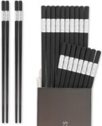 HIWARE 10 Pairs Fiberglass Chopsticks - Reusable Chopsticks Dishwasher Safe, 9 1/2 Inches - Black - Image 2