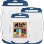 GORILLA GRIP BPA-Free Reversible Kitchen Cutting Board Set of 3, US Designed, Nonporous, Juice Grooves Catch Liquid, Slip Resistant Border, Dishwasher Safe, Durable Large Food Chopping Boards, Black - Image 20