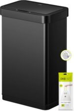 EKO Mirage-T 50 Liter / 13.2 Gallon Touchless Rectangular Motion Sensor Trash Can, Brushed Stainless Steel Finish - Image 4