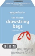 Basics Tall Kitchen Drawstring Trash Bags, Sturdy, 13 Gallon, Unscented, 200 Count - Image 2