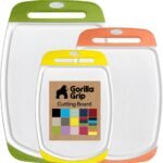 GORILLA GRIP BPA-Free Reversible Kitchen Cutting Board Set of 3, US Designed, Nonporous, Juice Grooves Catch Liquid, Slip Resistant Border, Dishwasher Safe, Durable Large Food Chopping Boards, Black - Image 18