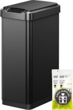 EKO Mirage-T 50 Liter / 13.2 Gallon Touchless Rectangular Motion Sensor Trash Can, Brushed Stainless Steel Finish - Image 13