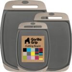 GORILLA GRIP BPA-Free Reversible Kitchen Cutting Board Set of 3, US Designed, Nonporous, Juice Grooves Catch Liquid, Slip Resistant Border, Dishwasher Safe, Durable Large Food Chopping Boards, Black - Image 10