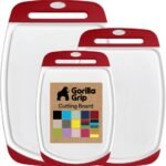 GORILLA GRIP BPA-Free Reversible Kitchen Cutting Board Set of 3, US Designed, Nonporous, Juice Grooves Catch Liquid, Slip Resistant Border, Dishwasher Safe, Durable Large Food Chopping Boards, Black - Image 8