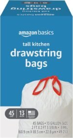 Basics Tall Kitchen Drawstring Trash Bags, Sturdy, 13 Gallon, Unscented, 200 Count - Image 5