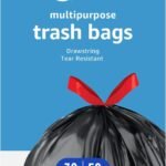 Basics Multipurpose Drawstring Trash Bags, 30 Gallon Capacity, Tear Resistant, 50 Count (Previously Solimo)