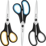 iBayam 3-Pack 8" Heavy Duty Scissors with Ultra Sharp Blades and Comfort Grip Handles - For Office, Home, School, Sewing, and Crafts